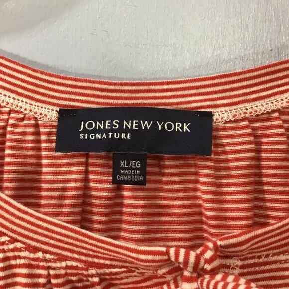Jones New York Red & White Striped Nautical Tunic Top XL, Elastic Waist Slimming - Picture 5 of 10